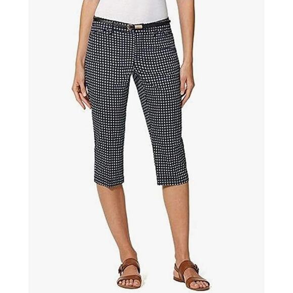 Gloria Vanderbilt Pants - Gloria Vanderbilt Anita Belted Capri Pants Black White Size 18